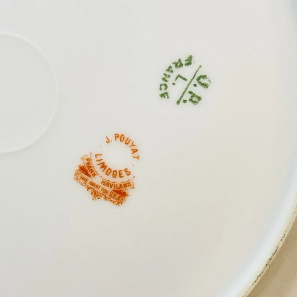 Set of 4 JPL Jean Pouyat Limoges‎ France Pink Blue Garland Floral Plates 8.5